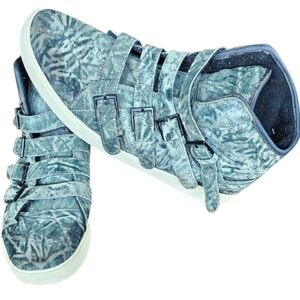 RARE ​Supra x Steve Aoki Skytop IV High-Top Sneakers Acid Wash / Teal Velvet 14